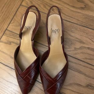 IMPO Beautiful Burgundy￼ EEL SKIN SLING BACK HEELS Shoe SIZE 7 NWOB